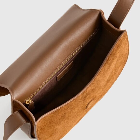 Quince Italian Suede Saddle Bag NEW - Picture 4 of 9